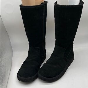 UGG Australia Suede Sunset Zipper Classic Tall Shearling Boots Black Size 10